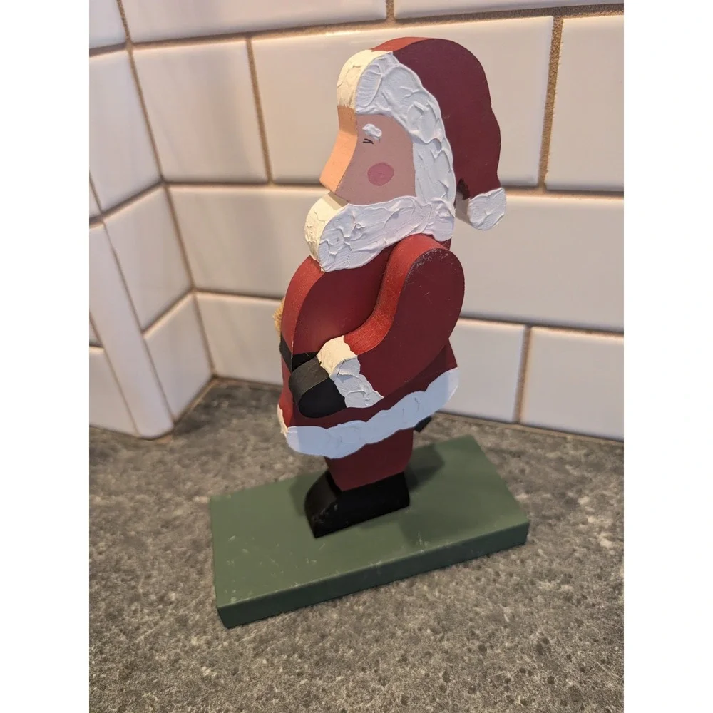 Wooden Santa‎ Claus Figurine Christmas Decoration Handcrafted Articulated